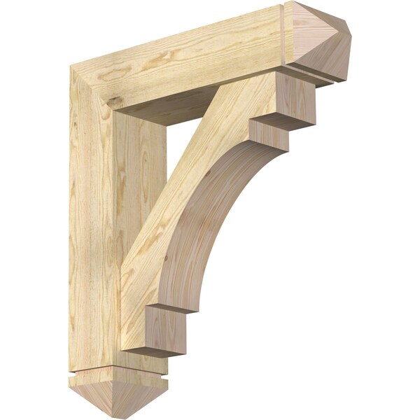 Ekena Millwork Merced Arts and Crafts Rough Sawn Bracket w/ Offset Brace, Douglas Fir, 8"W x 32"D x 36"H BKT0806X32X36MRC03RDF - main